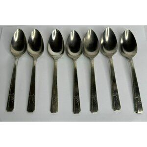 Oneida Grenoble Heirloom Plate Silver Tea Spoons Set Of 7